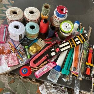 Huge Lot of Knitting Needles and Arts and Crafts Supplies